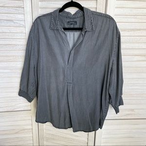 Zara Gray Soft Denim Collared Shirt